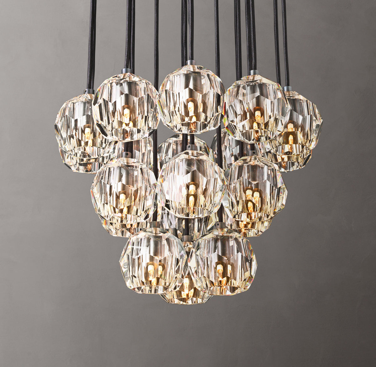 Heritage Boule De Cristal Clear Glass Round Cluster Chandelier – 19" Bronze — view 5