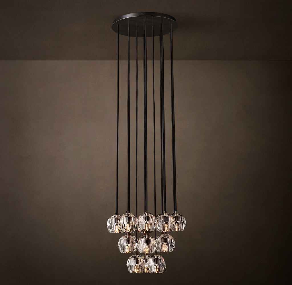 Heritage Boule De Cristal Clear Glass Round Cluster Chandelier – 19" Bronze — view 6