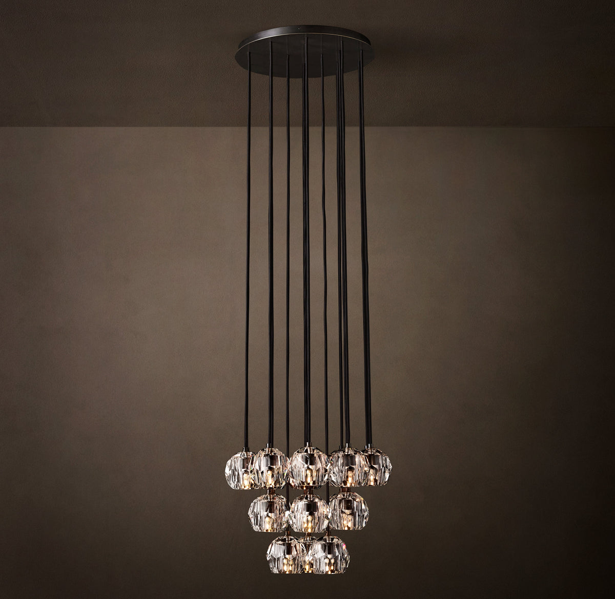 Heritage Boule De Cristal Clear Glass Round Cluster Chandelier – 19" Bronze — view 6