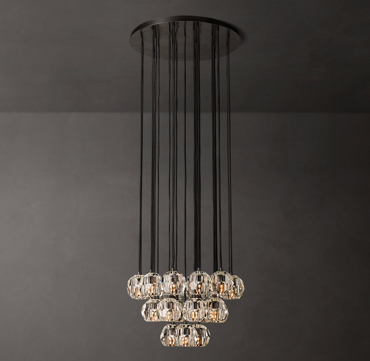 Heritage Boule De Cristal Clear Glass Round Cluster Chandelier – 24" Bronze — view 1