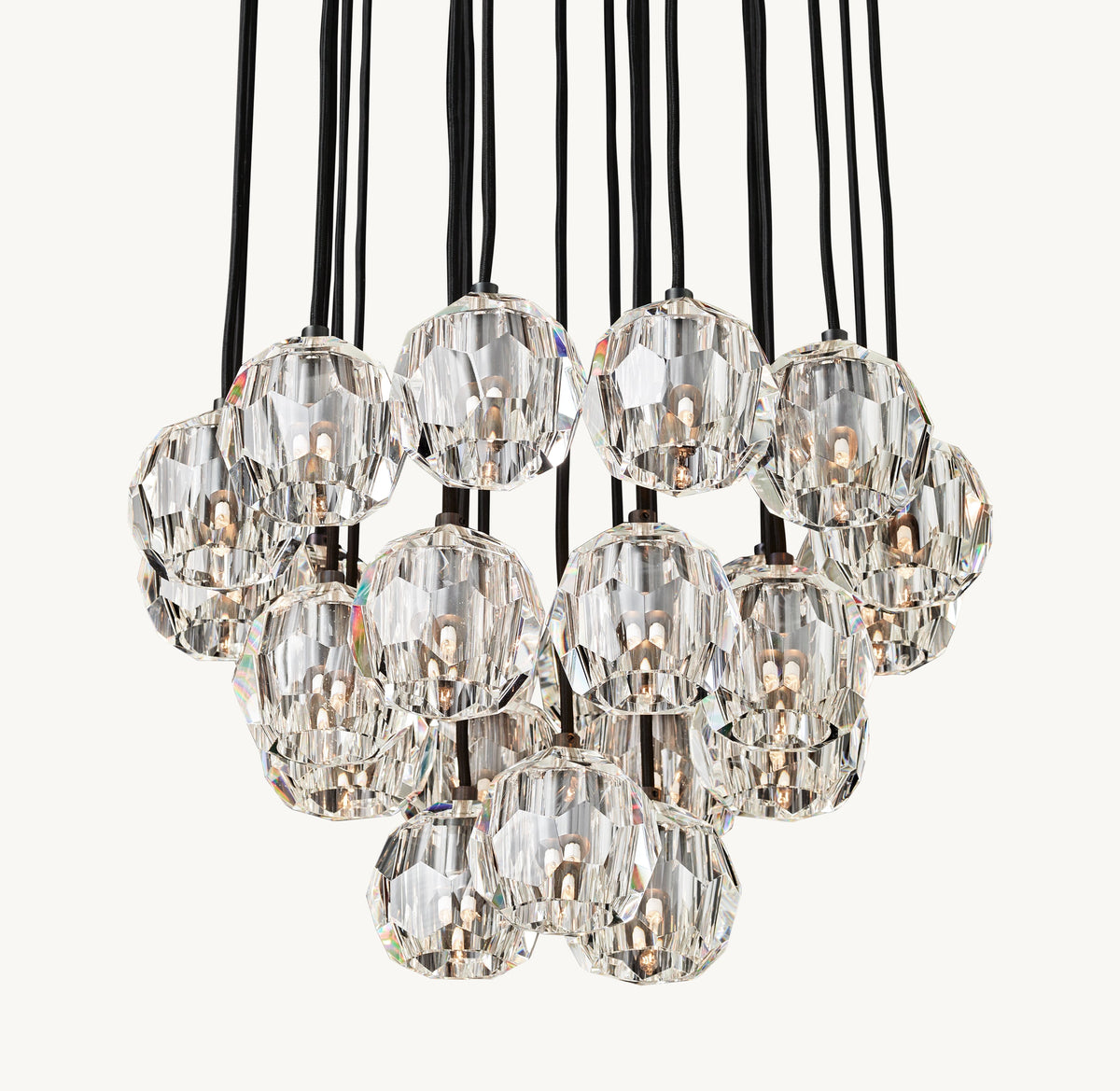 Heritage Boule De Cristal Clear Glass Round Cluster Chandelier – 24" Bronze — view 2