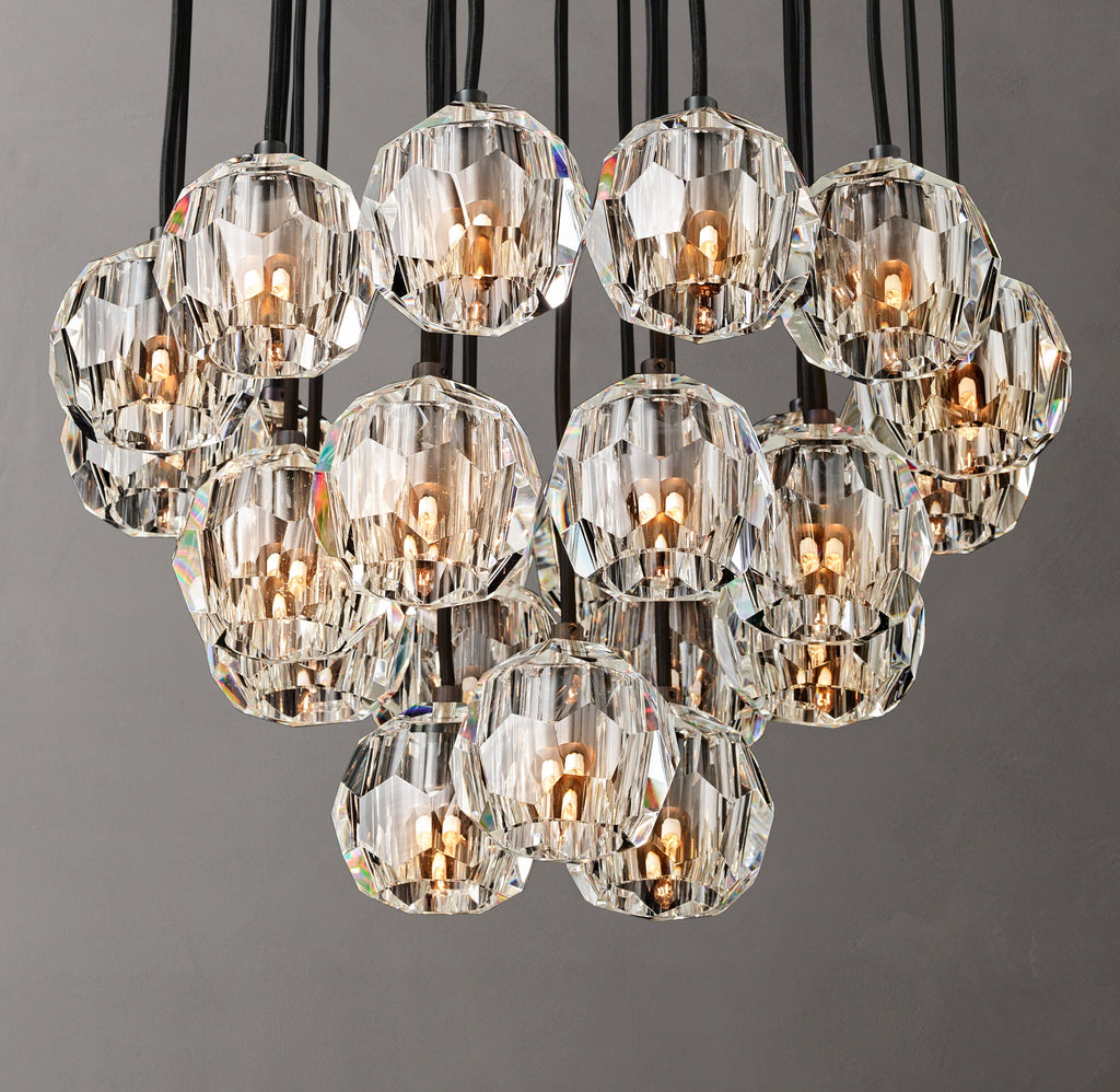 Heritage Boule De Cristal Clear Glass Round Cluster Chandelier – 24" Bronze — view 4