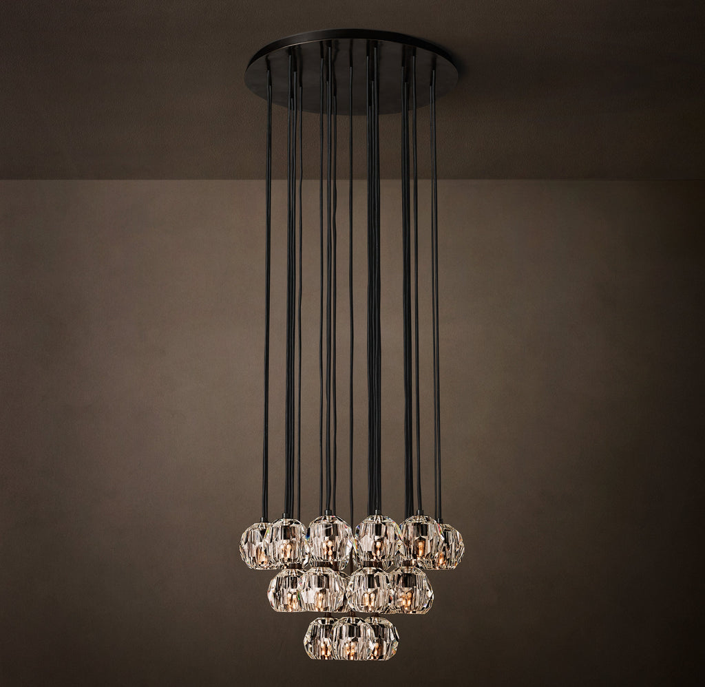 Heritage Boule De Cristal Clear Glass Round Cluster Chandelier – 24" Bronze — view 5