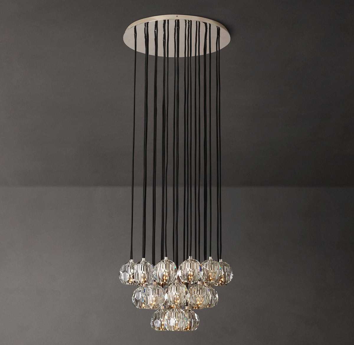 Heritage Boule De Cristal Clear Glass Round Cluster Chandelier – 24" Polished Nickel — view 1