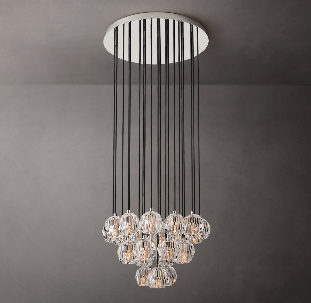 Heritage Boule De Cristal Clear Glass Round Cluster Chandelier – 24" Polished Nickel — view 2