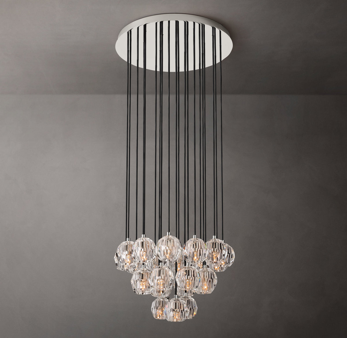 Heritage Boule De Cristal Clear Glass Round Cluster Chandelier – 24" Polished Nickel — view 2