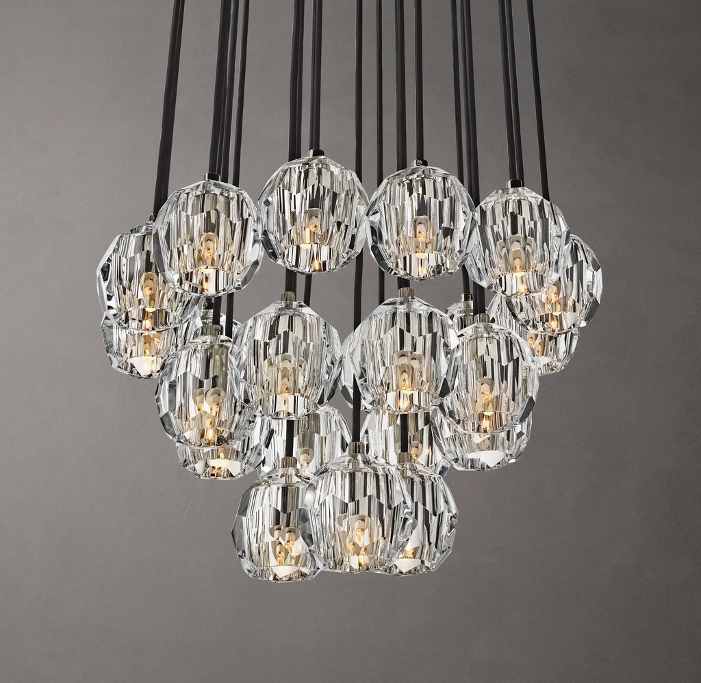 Heritage Boule De Cristal Clear Glass Round Cluster Chandelier – 24" Polished Nickel — view 3