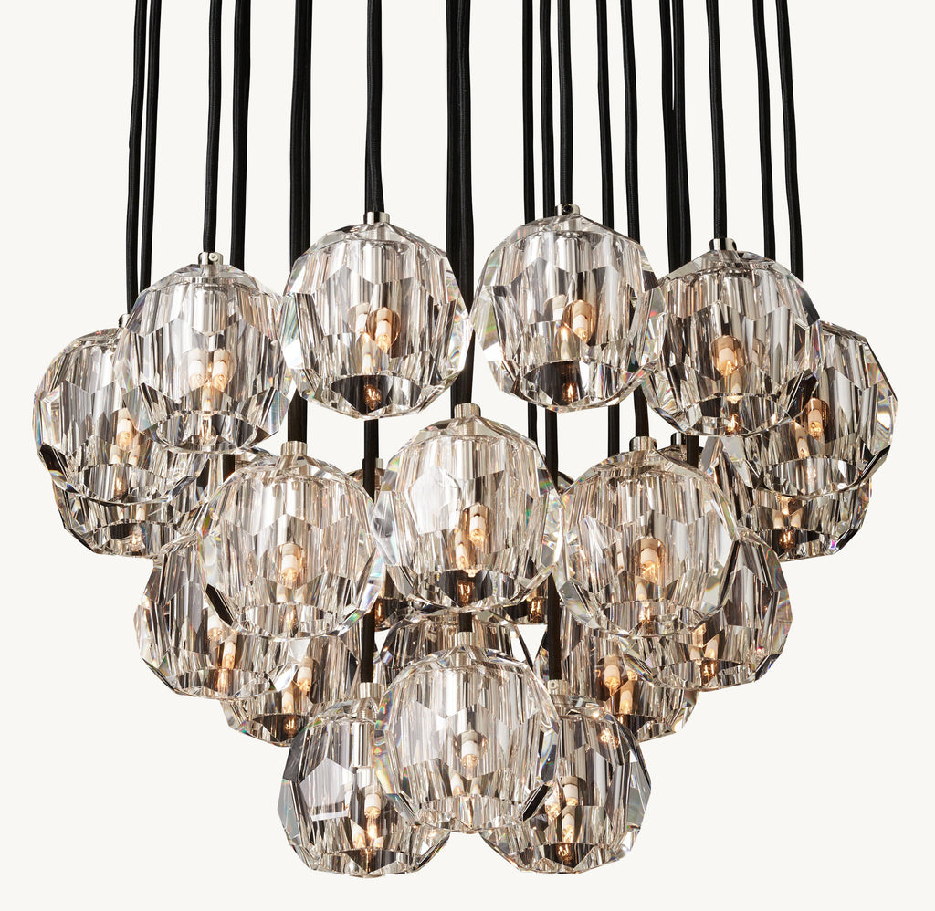 Heritage Boule De Cristal Clear Glass Round Cluster Chandelier – 24" Polished Nickel — view 5