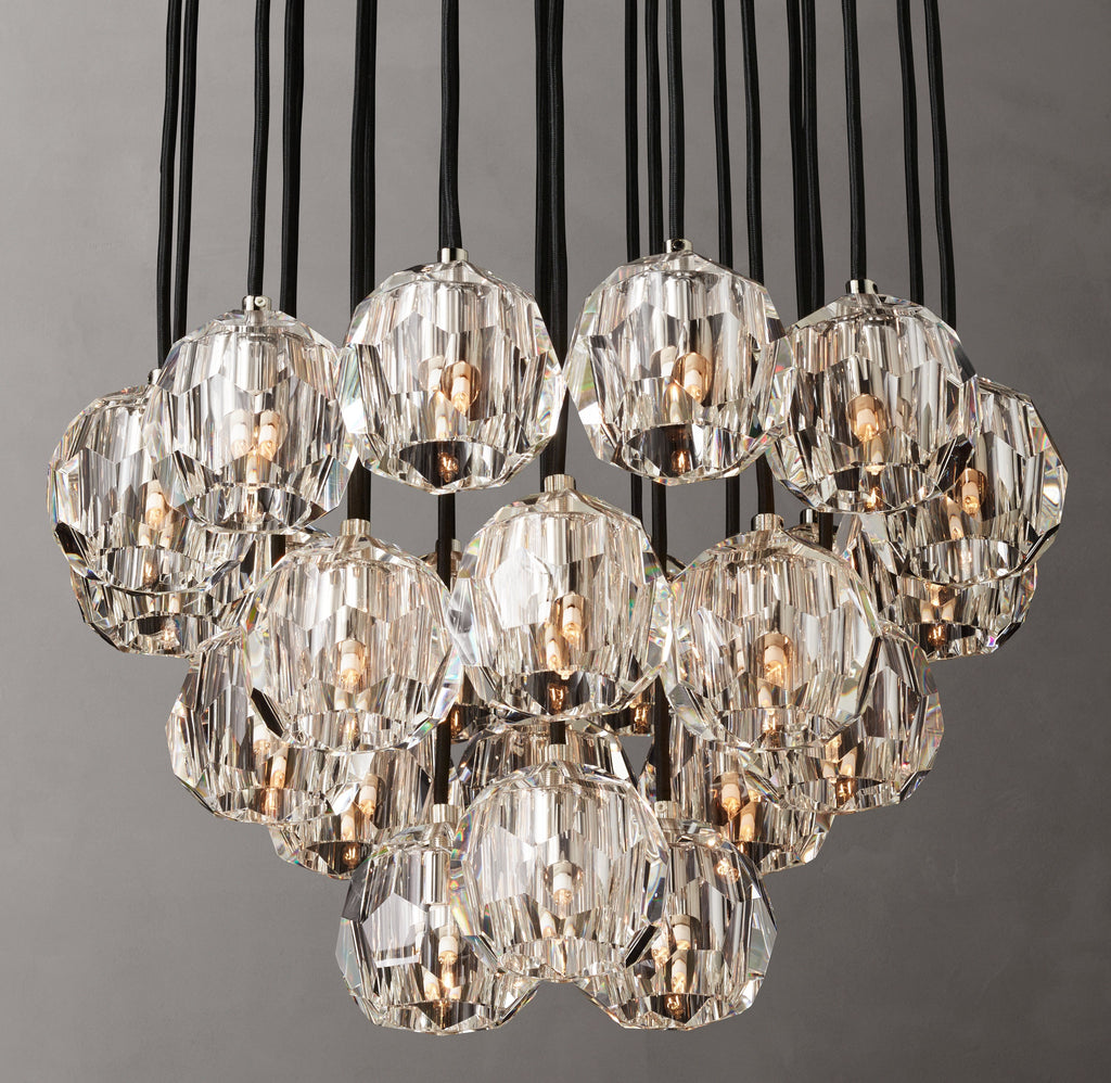 Heritage Boule De Cristal Clear Glass Round Cluster Chandelier – 24" Polished Nickel — view 6