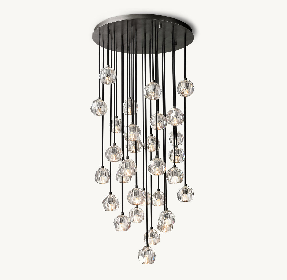 Heritage Boule De Cristal Clear Glass Round Cluster Chandelier – 30" Bronze — view 1