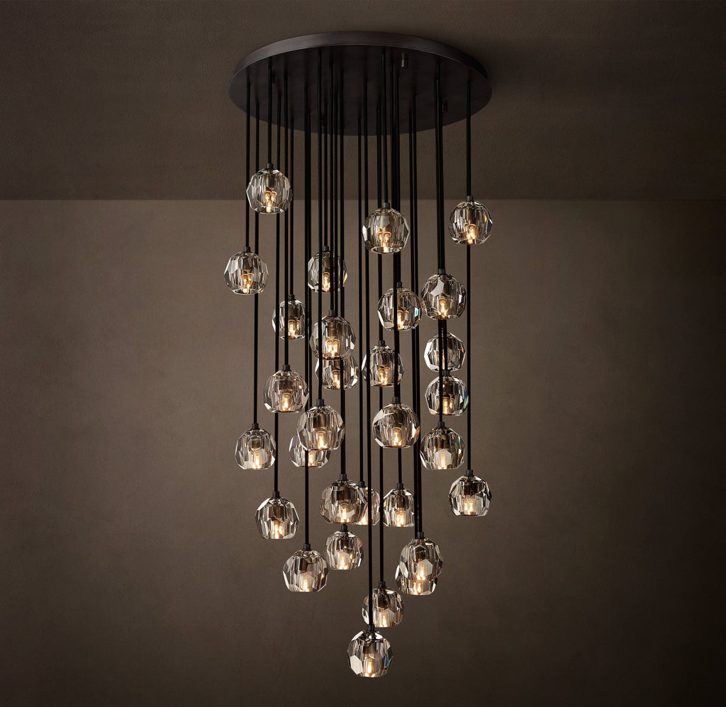 Heritage Boule De Cristal Clear Glass Round Cluster Chandelier – 30" Bronze — view 2