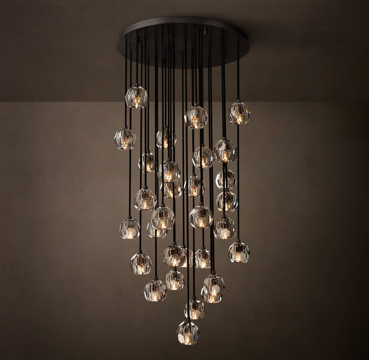 Heritage Boule De Cristal Clear Glass Round Cluster Chandelier – 30" Bronze — view 2