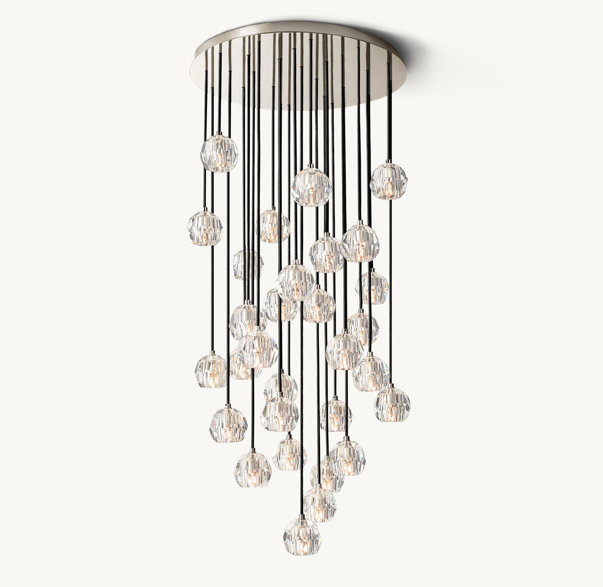 Heritage Boule De Cristal Clear Glass Round Cluster Chandelier – 30" Polished Nickel — view 2
