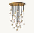 Heritage Boule De Cristal Clear Glass Round Cluster Chandelier – 40" Lacquered Burnished Brass — view 1