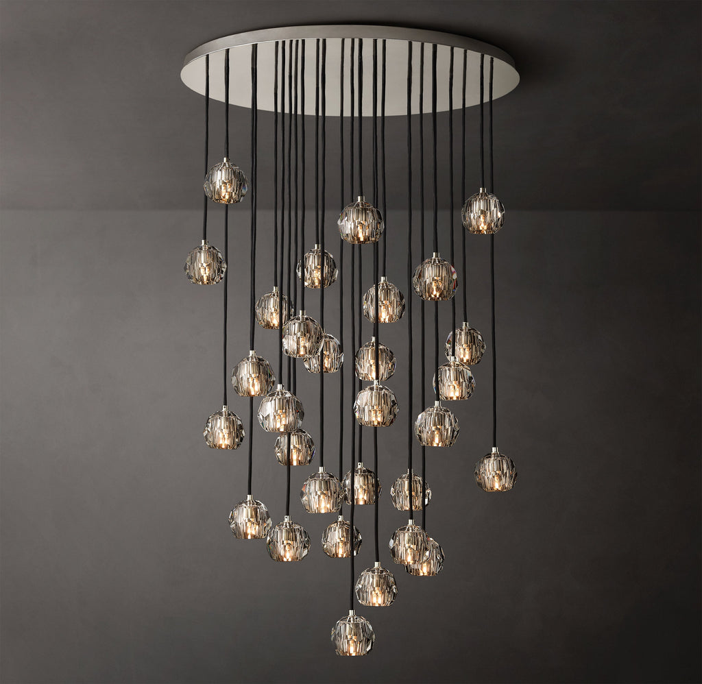 Heritage Boule De Cristal Clear Glass Round Cluster Chandelier – 40" Polished Nickel — view 1