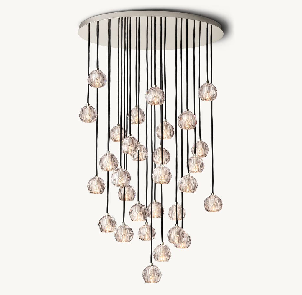 Heritage Boule De Cristal Clear Glass Round Cluster Chandelier – 40" Polished Nickel — view 2
