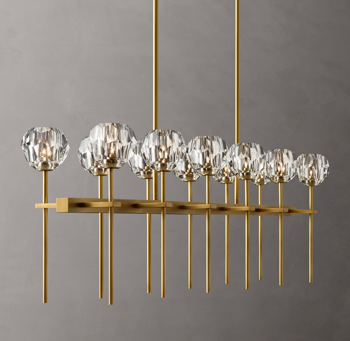 Heritage Boule De Cristal Clear Glass Double Linear Chandelier — view 6