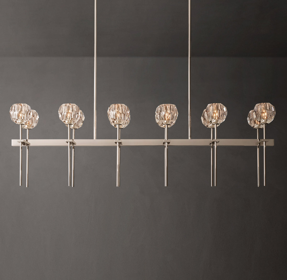 Heritage Boule De Cristal Clear Glass Double Linear Chandelier — view 1