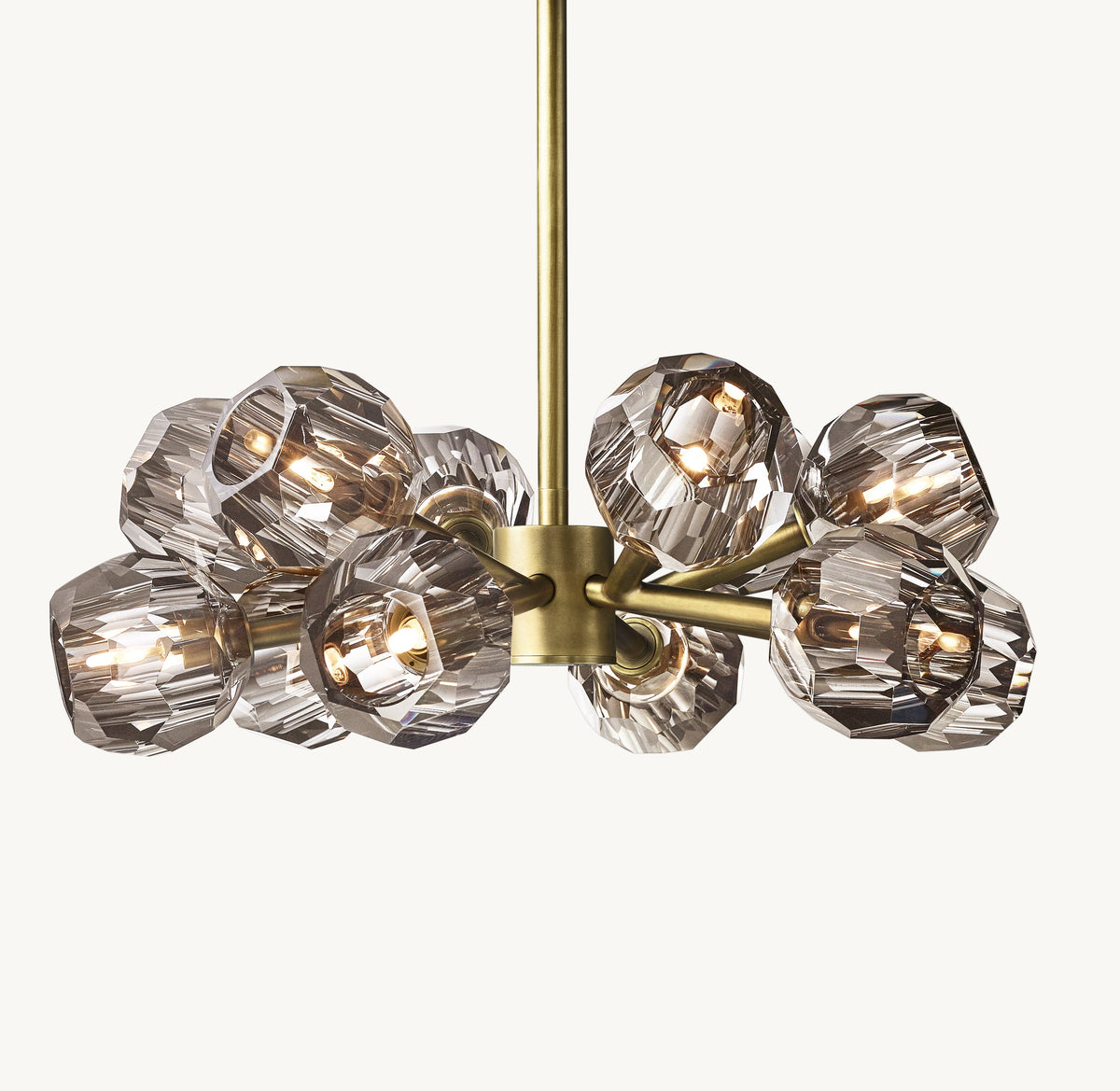 Heritage Boule De Cristal Smoke Glass Round Chandelier – 24" Lacquered Burnished Brass — view 2