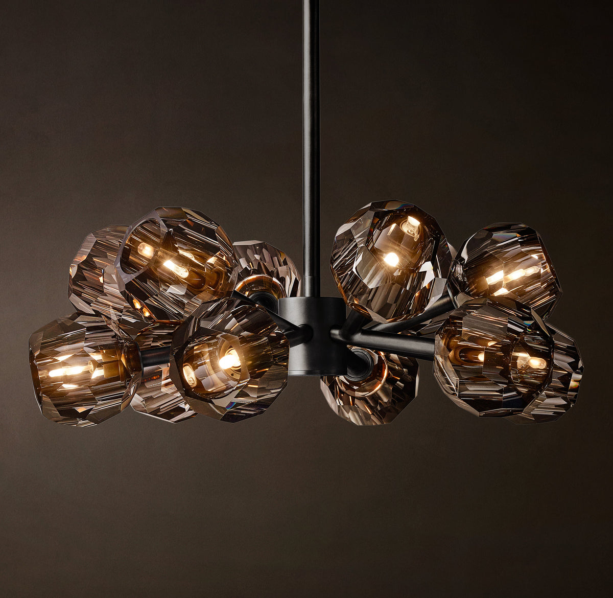 Heritage Boule De Cristal Smoke Glass Round Chandelier – 24" Bronze — view 2