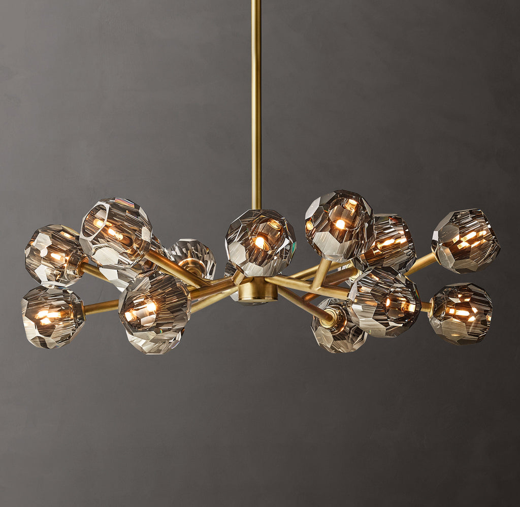 Heritage Boule De Cristal Smoke Glass Round Chandelier – 36" Lacquered Burnished Brass — view 1