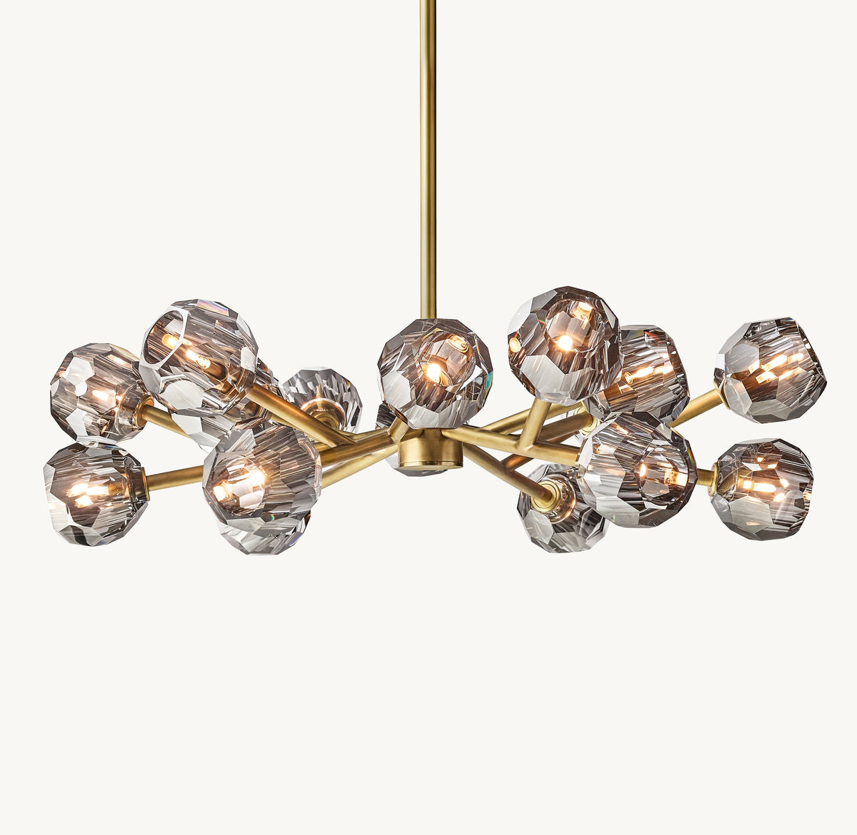 Heritage Boule De Cristal Smoke Glass Round Chandelier – 36" Lacquered Burnished Brass — view 2
