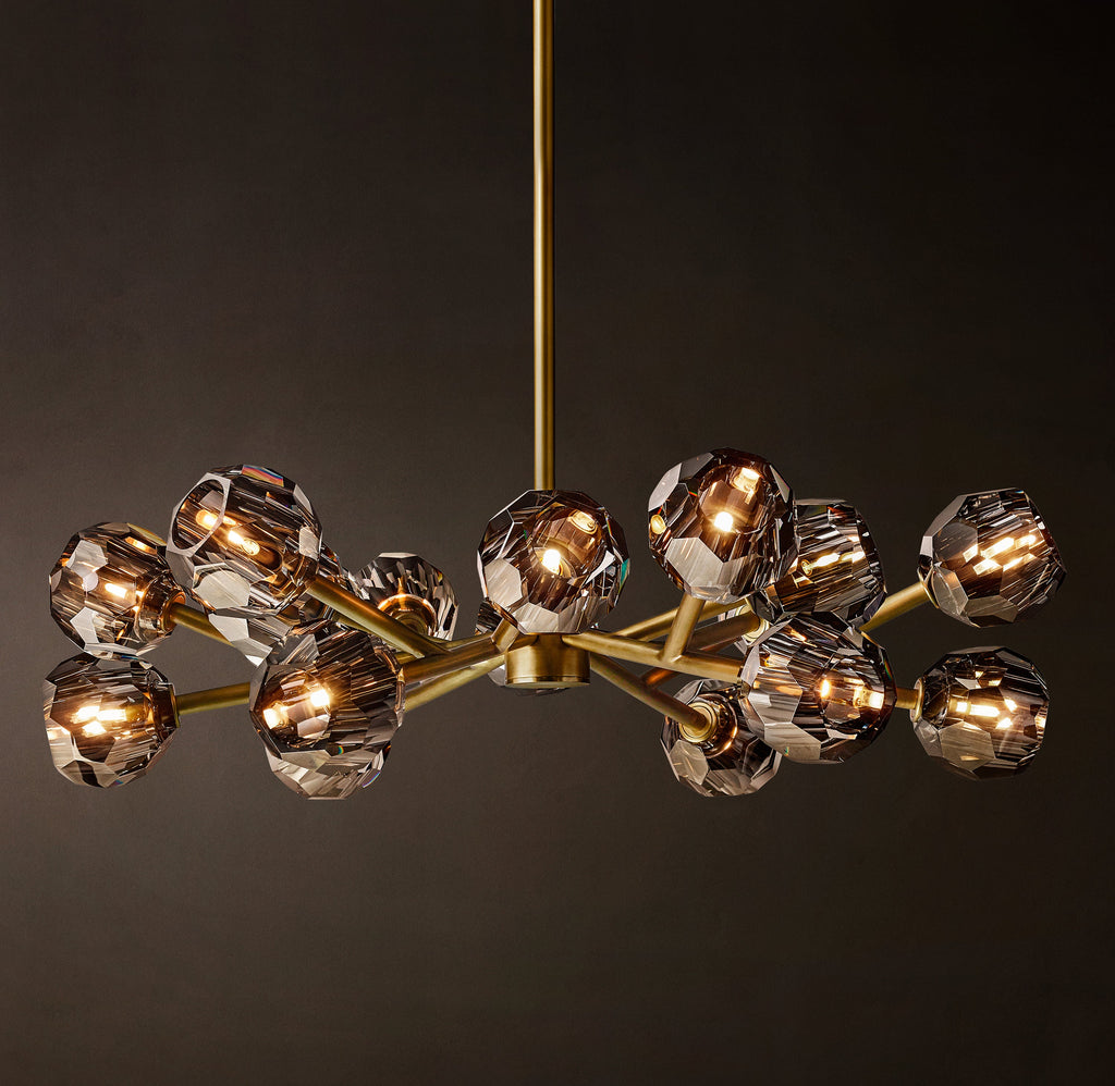 Heritage Boule De Cristal Smoke Glass Round Chandelier – 36" Lacquered Burnished Brass — view 3