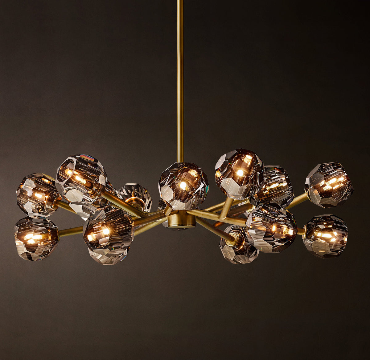 Heritage Boule De Cristal Smoke Glass Round Chandelier – 36" Lacquered Burnished Brass — view 3