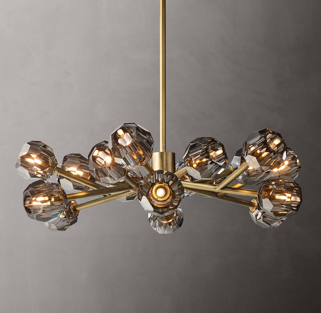 Heritage Boule De Cristal Smoke Glass Round Chandelier – 36" Lacquered Burnished Brass — view 4