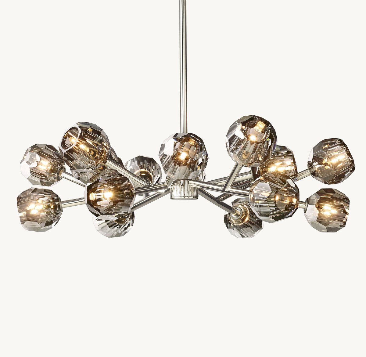 Heritage Boule De Cristal Smoke Glass Round Chandelier – 36" Polished Nickel — view 1
