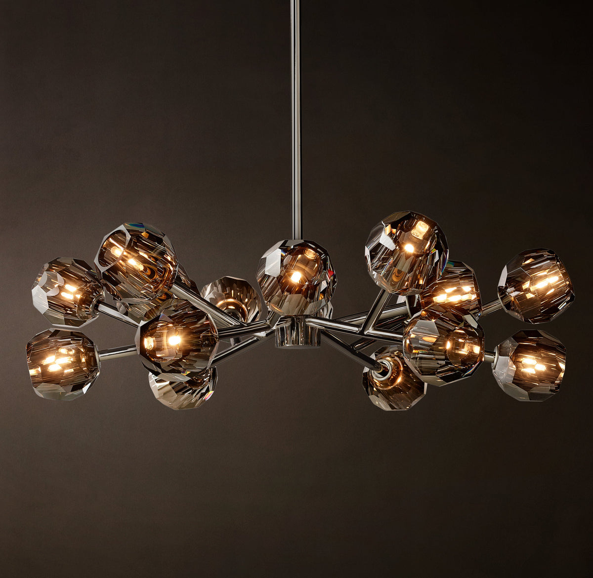 Heritage Boule De Cristal Smoke Glass Round Chandelier – 36" Polished Nickel — view 2