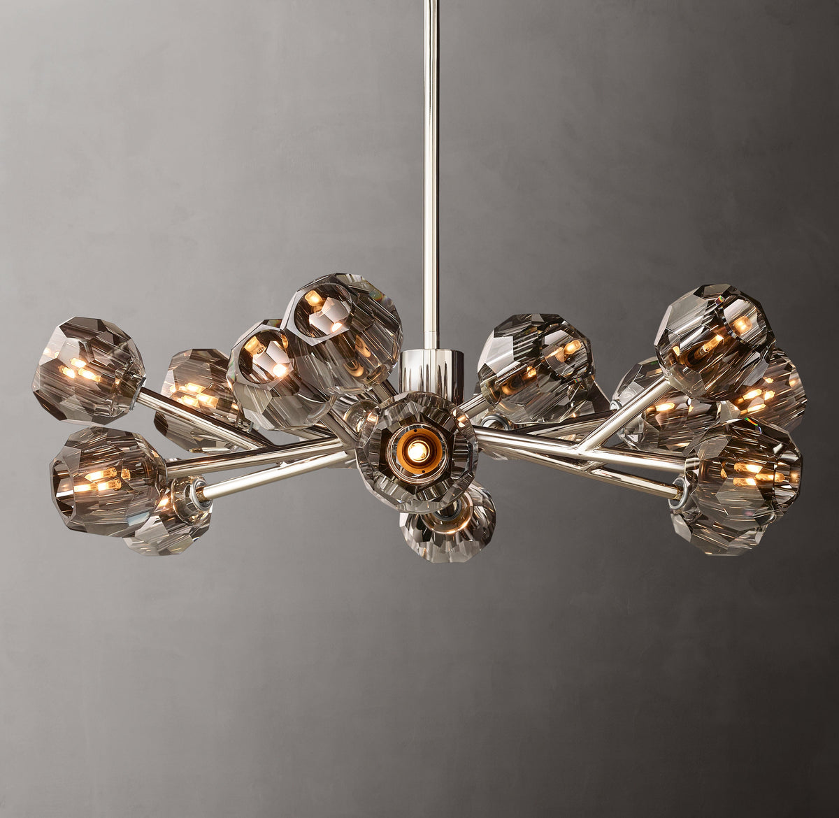 Heritage Boule De Cristal Smoke Glass Round Chandelier – 36" Polished Nickel — view 3