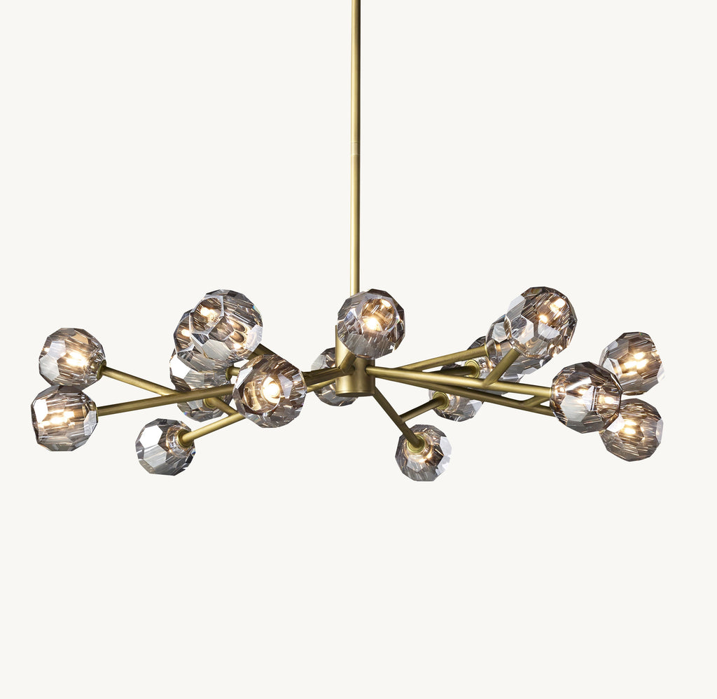 Heritage Boule De Cristal Smoke Glass Round Chandelier – 48" Lacquered Burnished Brass — view 2