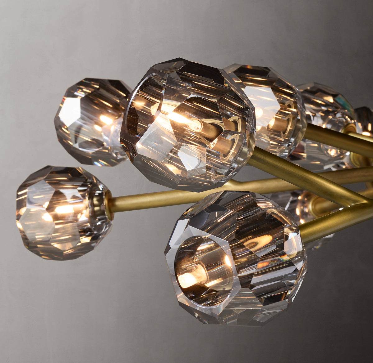 Heritage Boule De Cristal Smoke Glass Round Chandelier – 48" Lacquered Burnished Brass — view 3
