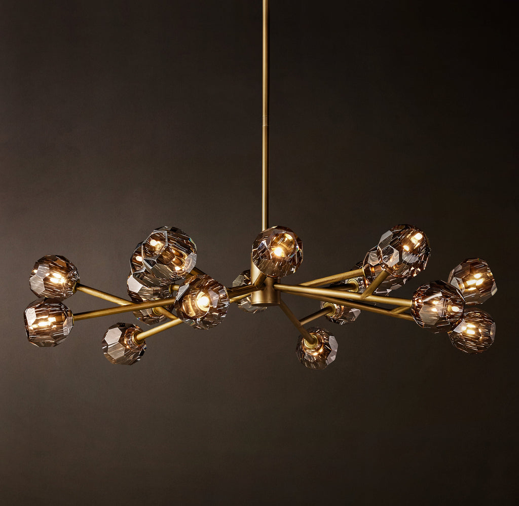Heritage Boule De Cristal Smoke Glass Round Chandelier – 48" Lacquered Burnished Brass — view 4