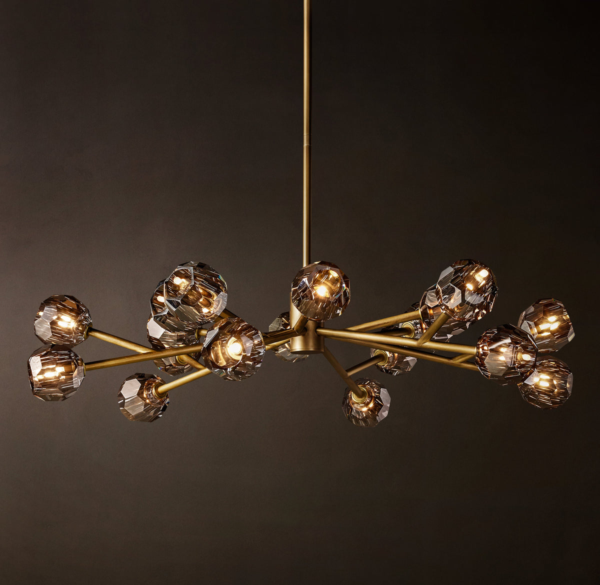 Heritage Boule De Cristal Smoke Glass Round Chandelier – 48" Lacquered Burnished Brass — view 4