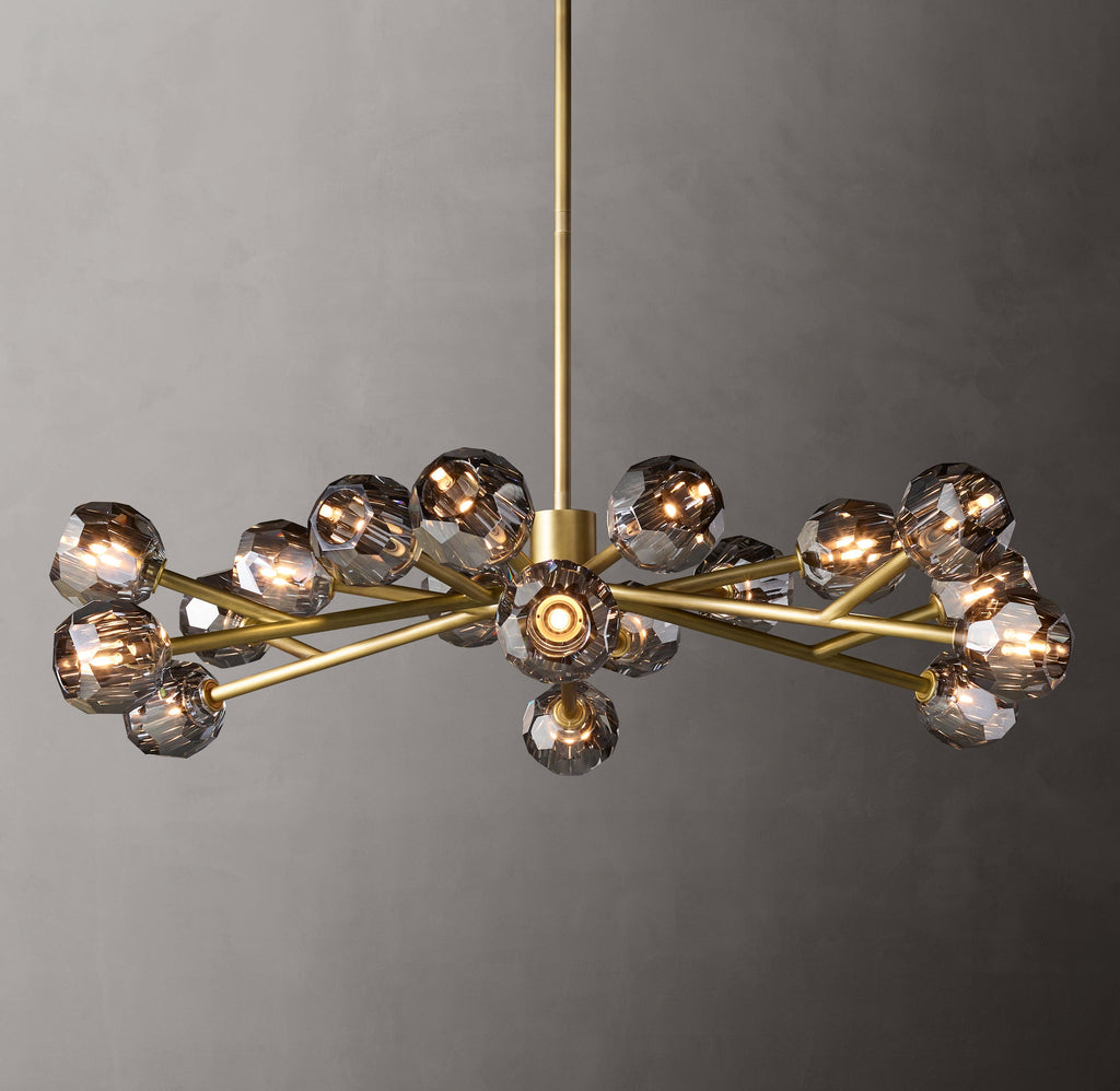 Heritage Boule De Cristal Smoke Glass Round Chandelier – 48" Lacquered Burnished Brass — view 5