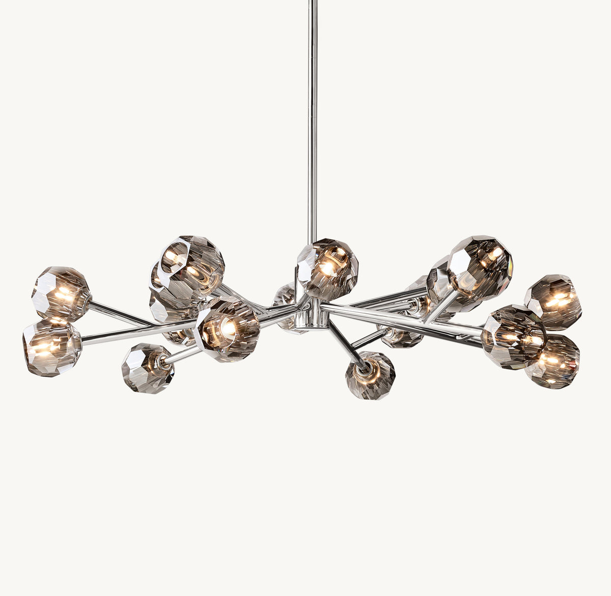 Heritage Boule De Cristal Smoke Glass Round Chandelier – 48" Polished Nickel — view 1