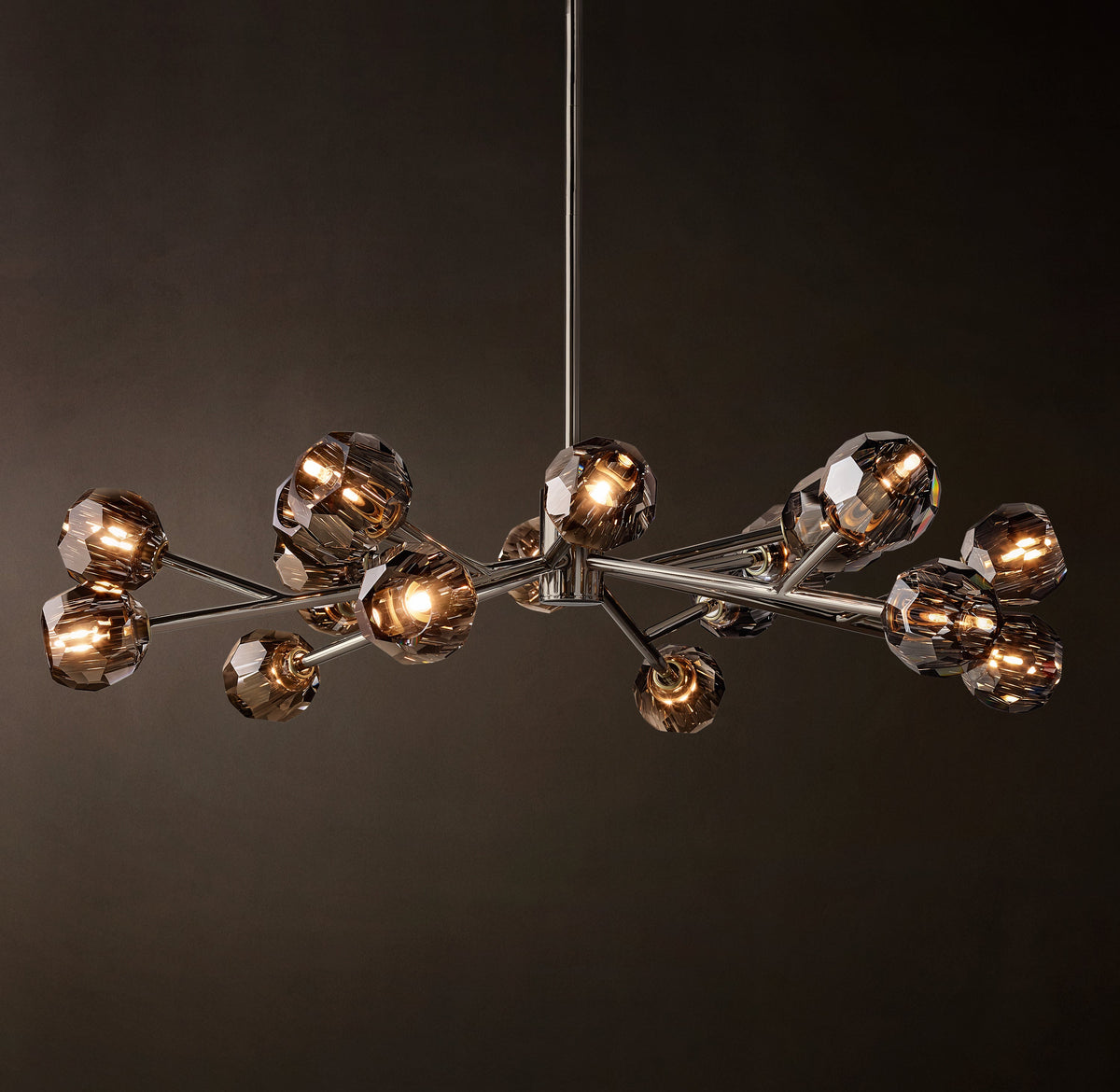 Heritage Boule De Cristal Smoke Glass Round Chandelier – 48" Polished Nickel — view 2