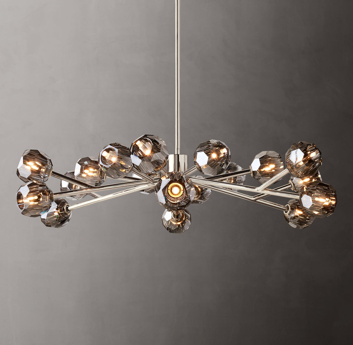 Heritage Boule De Cristal Smoke Glass Round Chandelier – 48" Polished Nickel — view 3