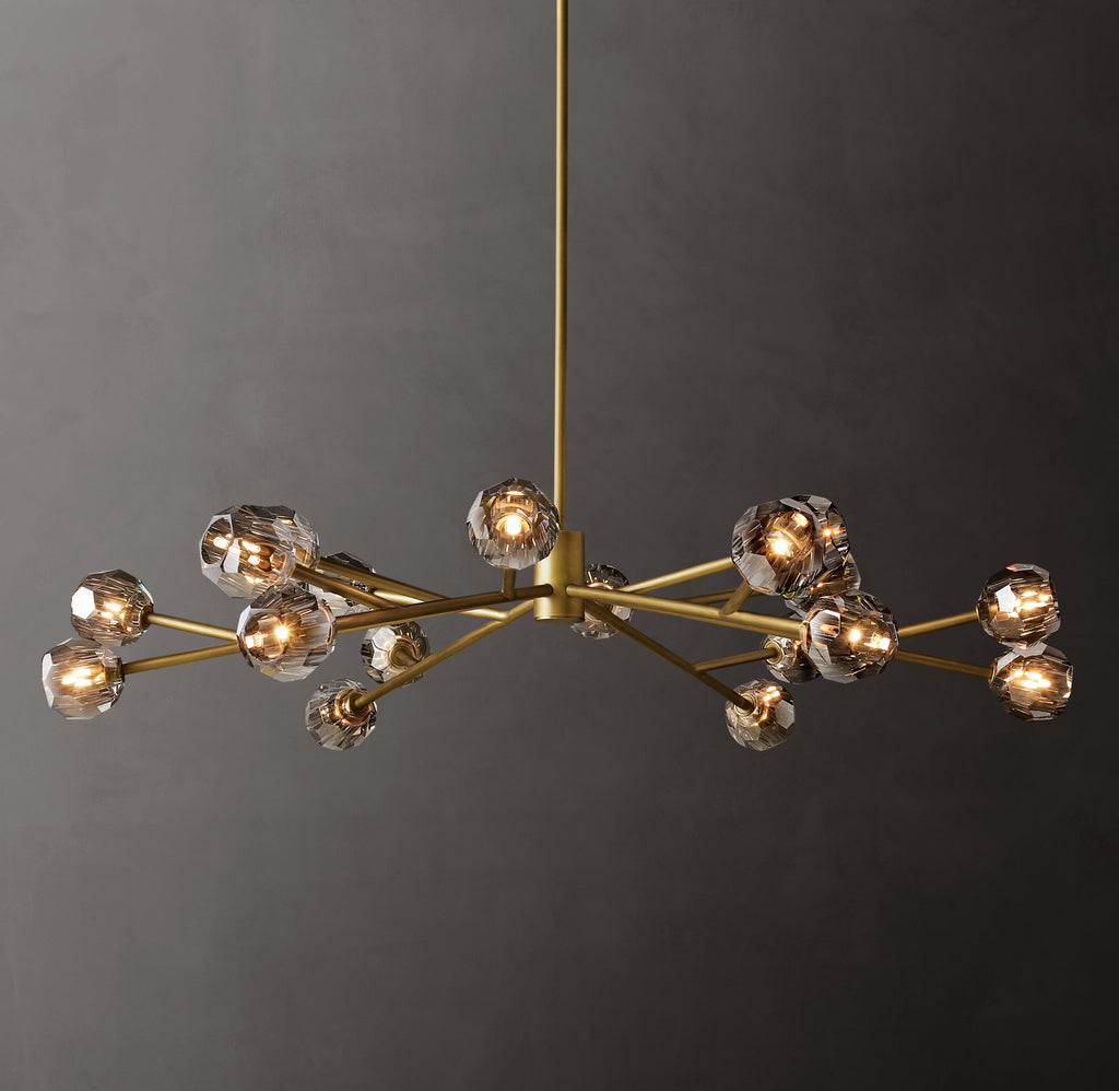 Heritage Boule De Cristal Smoke Glass Round Chandelier – 60" Lacquered Burnished Brass — view 1