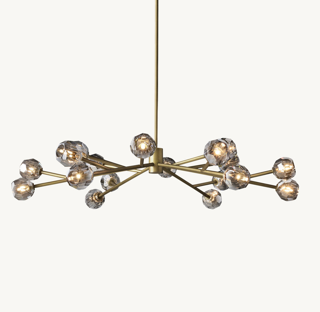 Heritage Boule De Cristal Smoke Glass Round Chandelier – 60" Lacquered Burnished Brass — view 2