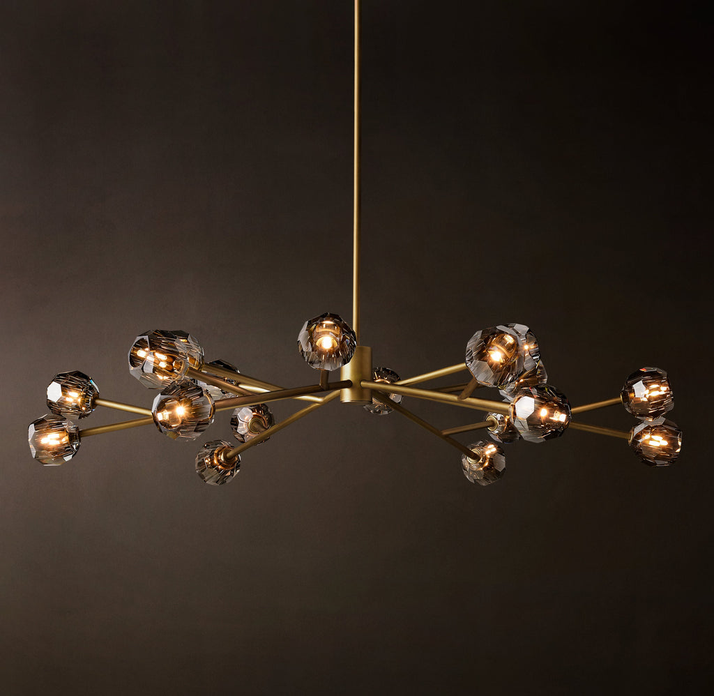 Heritage Boule De Cristal Smoke Glass Round Chandelier – 60" Lacquered Burnished Brass — view 3
