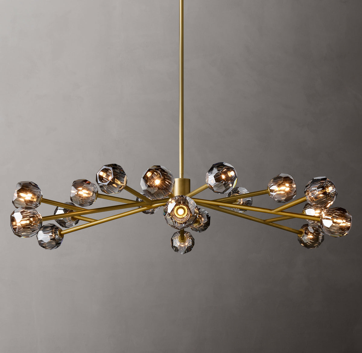 Heritage Boule De Cristal Smoke Glass Round Chandelier – 60" Lacquered Burnished Brass — view 4