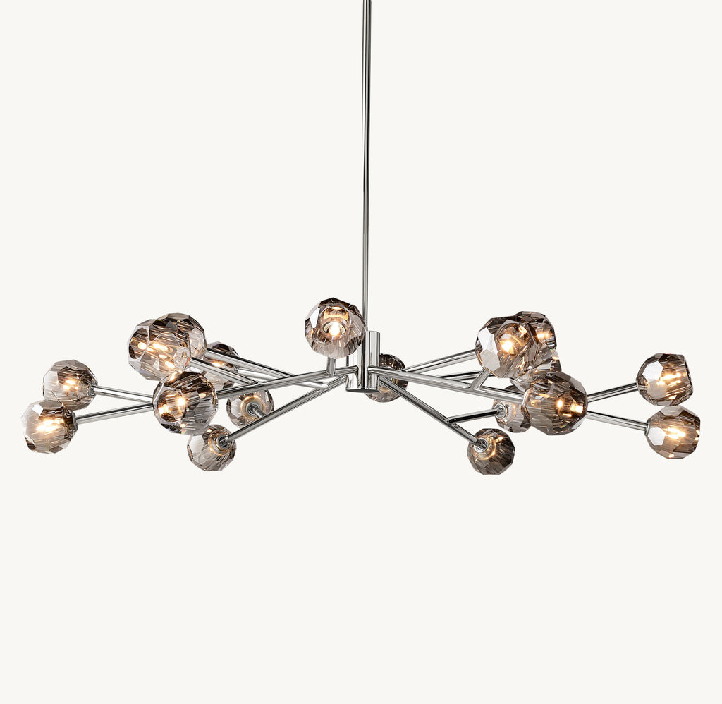 Heritage Boule De Cristal Smoke Glass Round Chandelier – 60" Polished Nickel — view 1