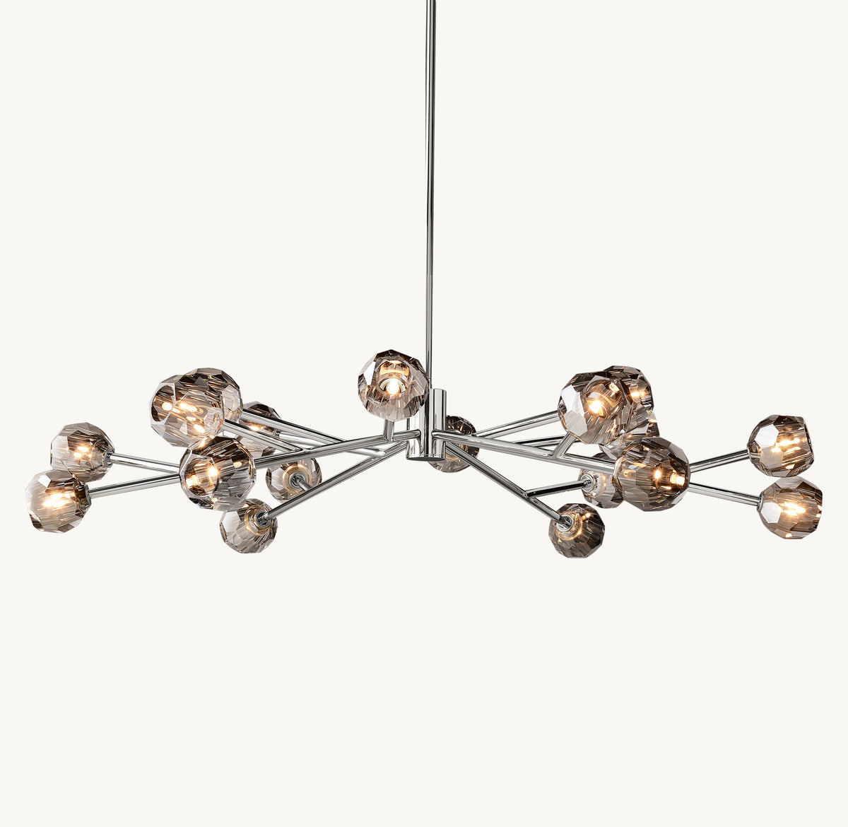 Heritage Boule De Cristal Smoke Glass Round Chandelier – 60" Polished Nickel — view 1