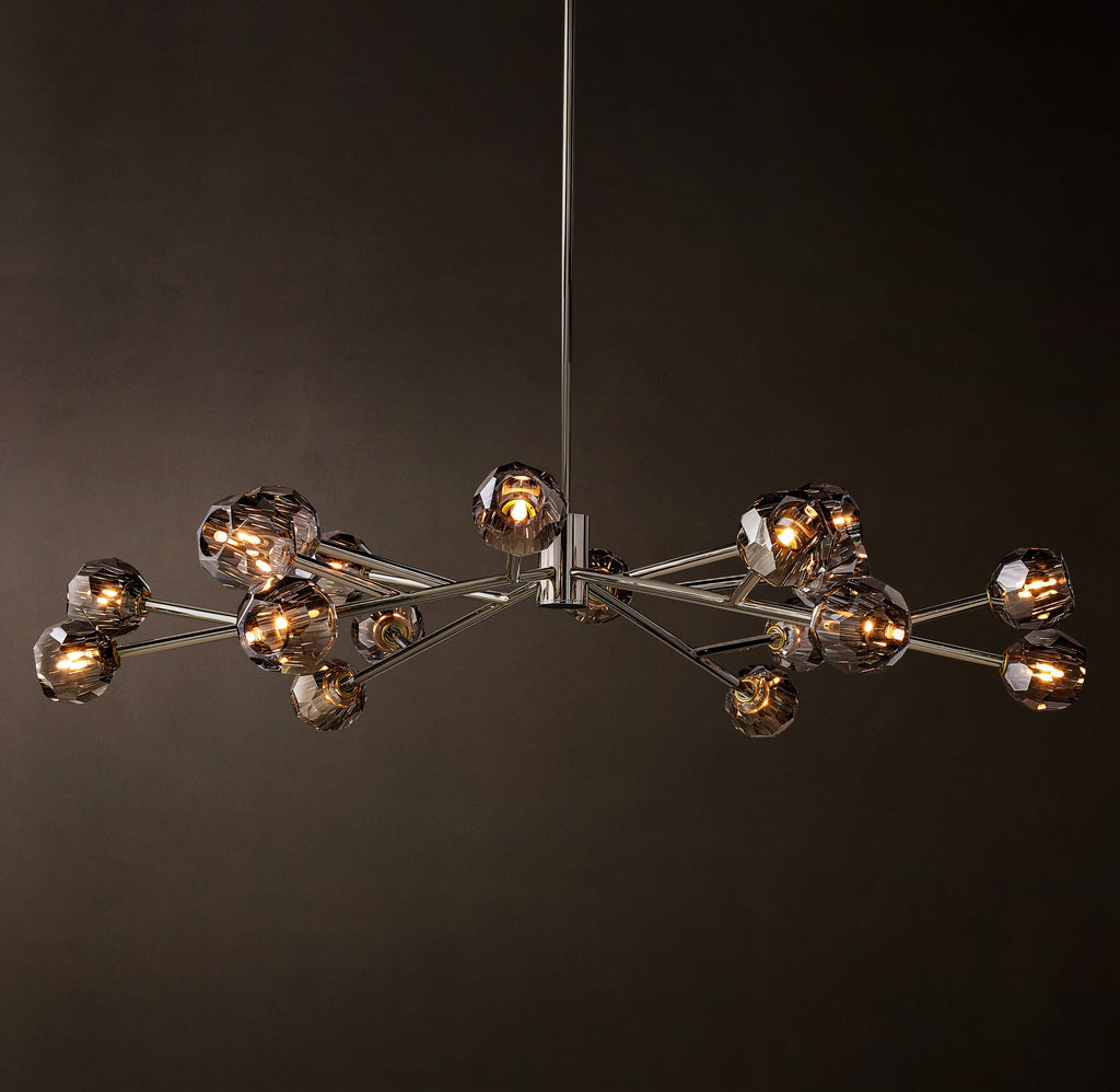 Heritage Boule De Cristal Smoke Glass Round Chandelier – 60" Polished Nickel — view 2