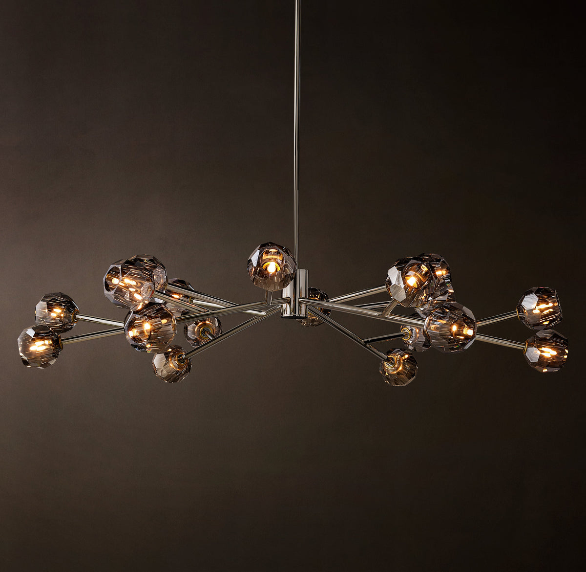 Heritage Boule De Cristal Smoke Glass Round Chandelier – 60" Polished Nickel — view 2
