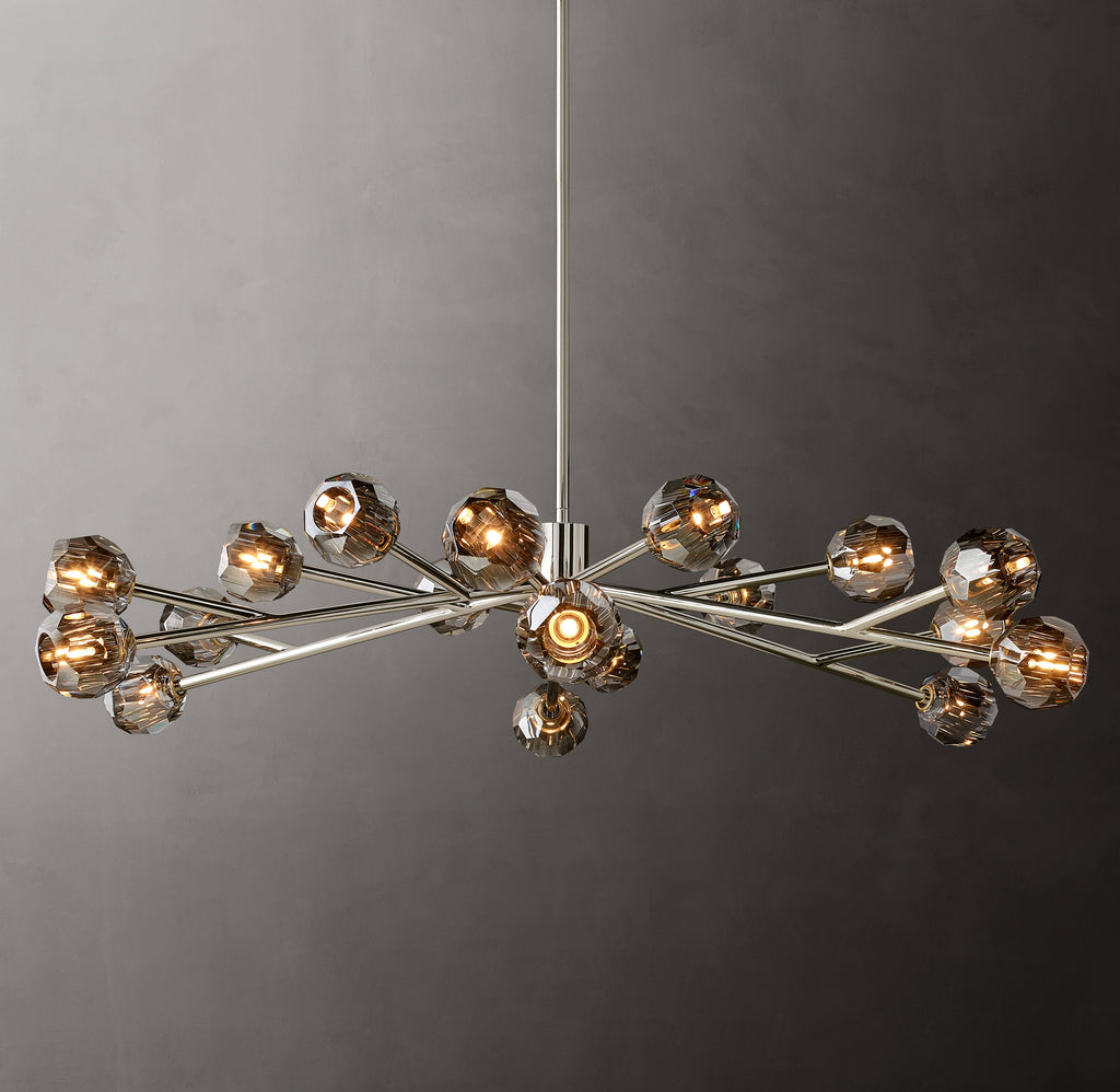 Heritage Boule De Cristal Smoke Glass Round Chandelier – 60" Polished Nickel — view 3