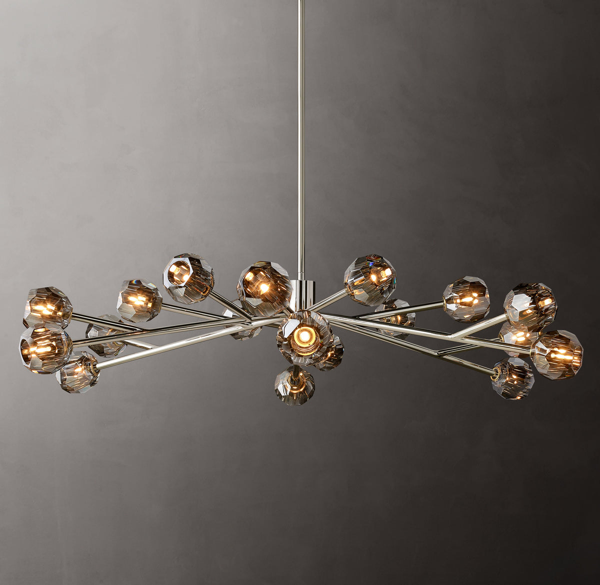 Heritage Boule De Cristal Smoke Glass Round Chandelier – 60" Polished Nickel — view 3